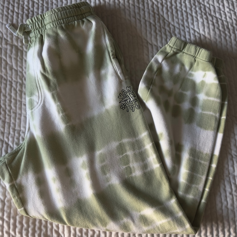 Vans Green and White Tie-Dye Joggers